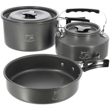 Load image into Gallery viewer, NGT Aluminium Outdoor Cook Set - 1.1 litre Kettle, Pot and Pan in Gun Metal