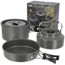 Load image into Gallery viewer, NGT Aluminium Outdoor Cook Set - 1.1 litre Kettle, Pot and Pan in Gun Metal